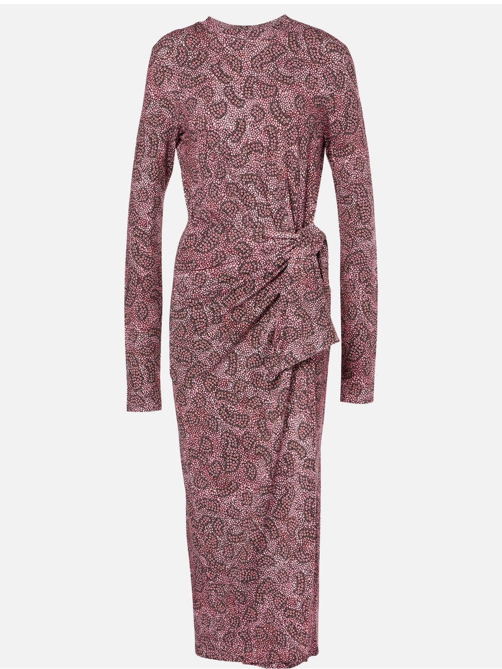Isabel Marant Pink Printed Long-Sleeve Draped Midi Dress